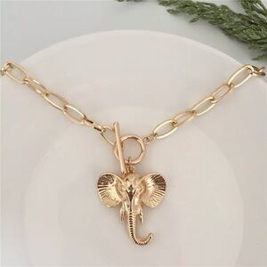 Gold Elephant Pendant Chain Choker Necklace New